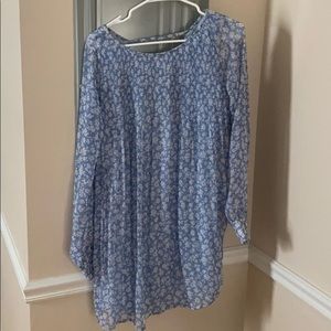 Blue Floral Chiffon Dress